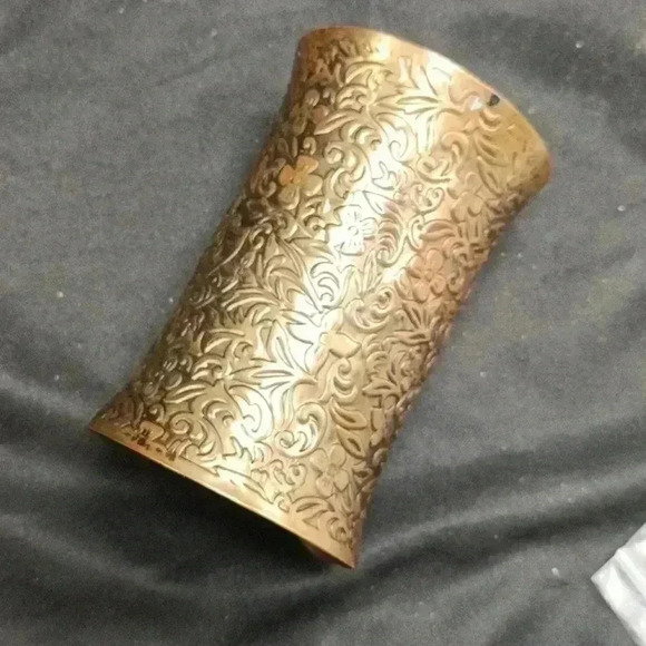 Copper Flower Design Long Cuff Bracelet - Picture 1 of 4